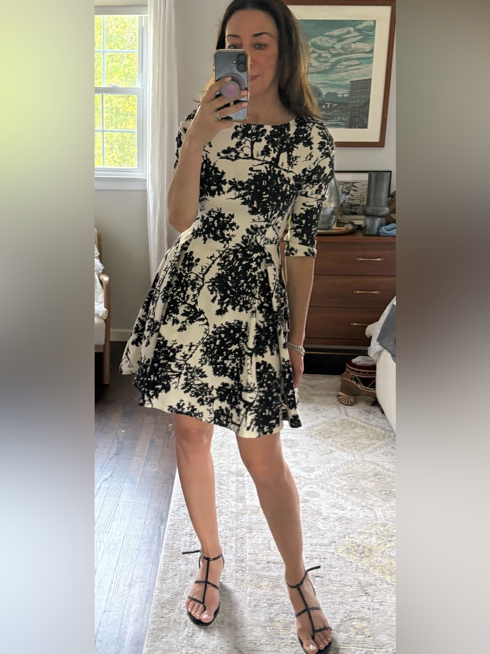 SUNO Fit and Flare Silk Mini Dress